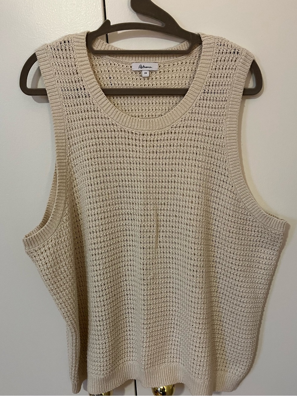 Reitmans Plus Size Cream Open-Knit Sleeveless Vest